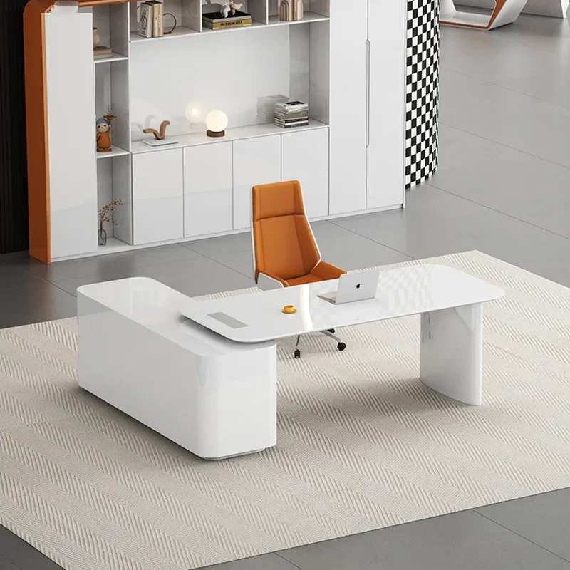 Modern Painted Office Desk and Chair Set Simple Executive Workstation for Beauty Consultation Medical Spa Reception