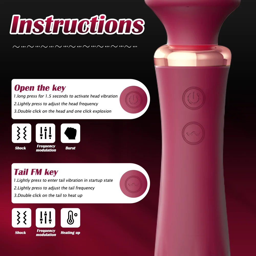 لعبة الجنس للنساء عصا سحرية قوية هزاز G بقعة البظر تحفيز مزدوج التدفئة جهاز تدليك للمهبل السلع الكبار الإناث