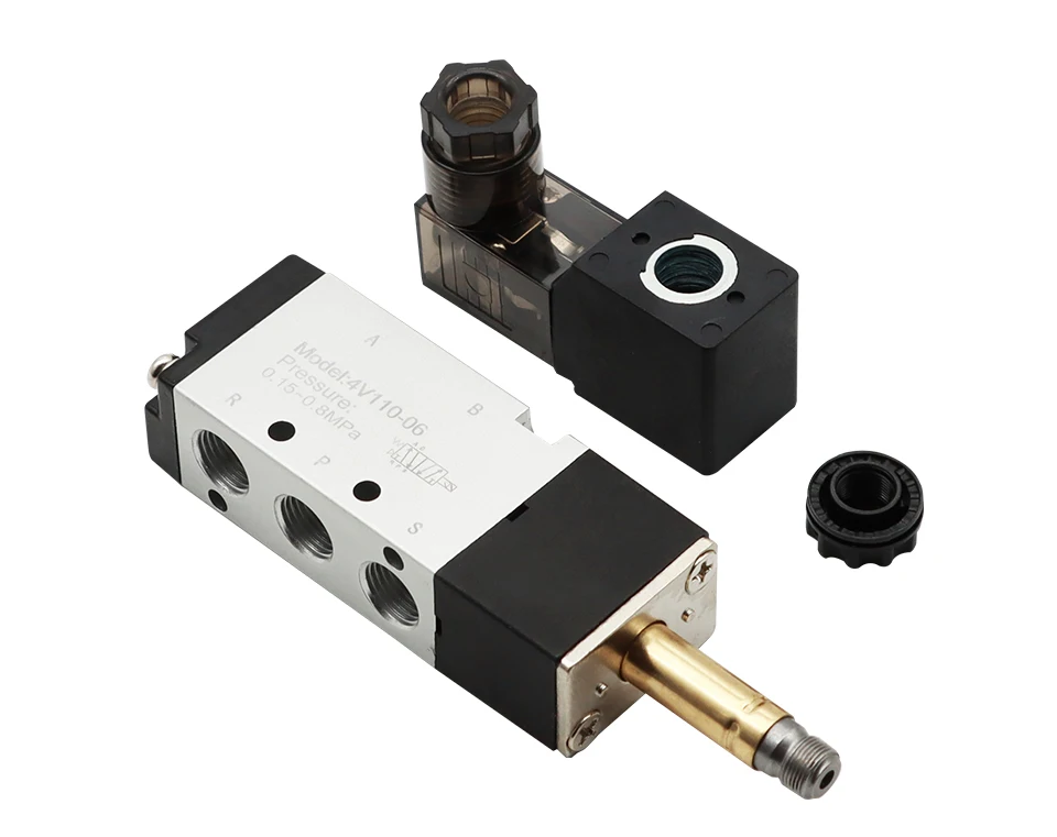 Électrovanne 4V110-06 1/8 Air Solenoid Valve Pneumatic Valve 5 Way Port 2 Position Gas Pneumatic Electric Magnetic Valves DC12V 24V 1 Gaz et carburant — détail 4