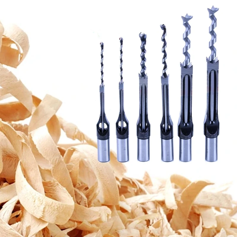 Set punte per scalpello per mortasa con quadrato precisione, 6 strumenti per lavorazione del legno