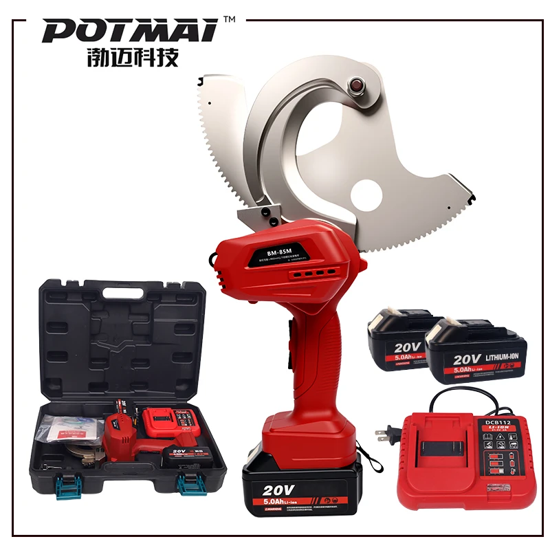 BM-85M Industrial Grade Cordless Cable Cutter Battery-Powered Ratchet Cutting Tool 18V Lithium Battery Spring Steel 85MM Max