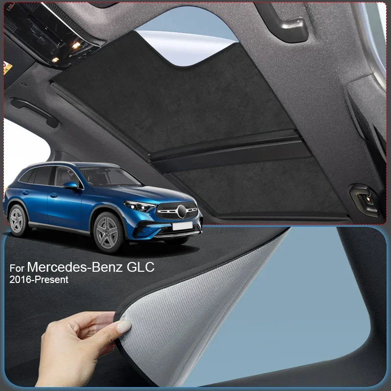 

For MERCEDES-BENZ GLC 2016-Present Car Suede Fabric Electrostatic Adsorption Sunroof Sunshade Anti-UV Heat Insulation Skylight