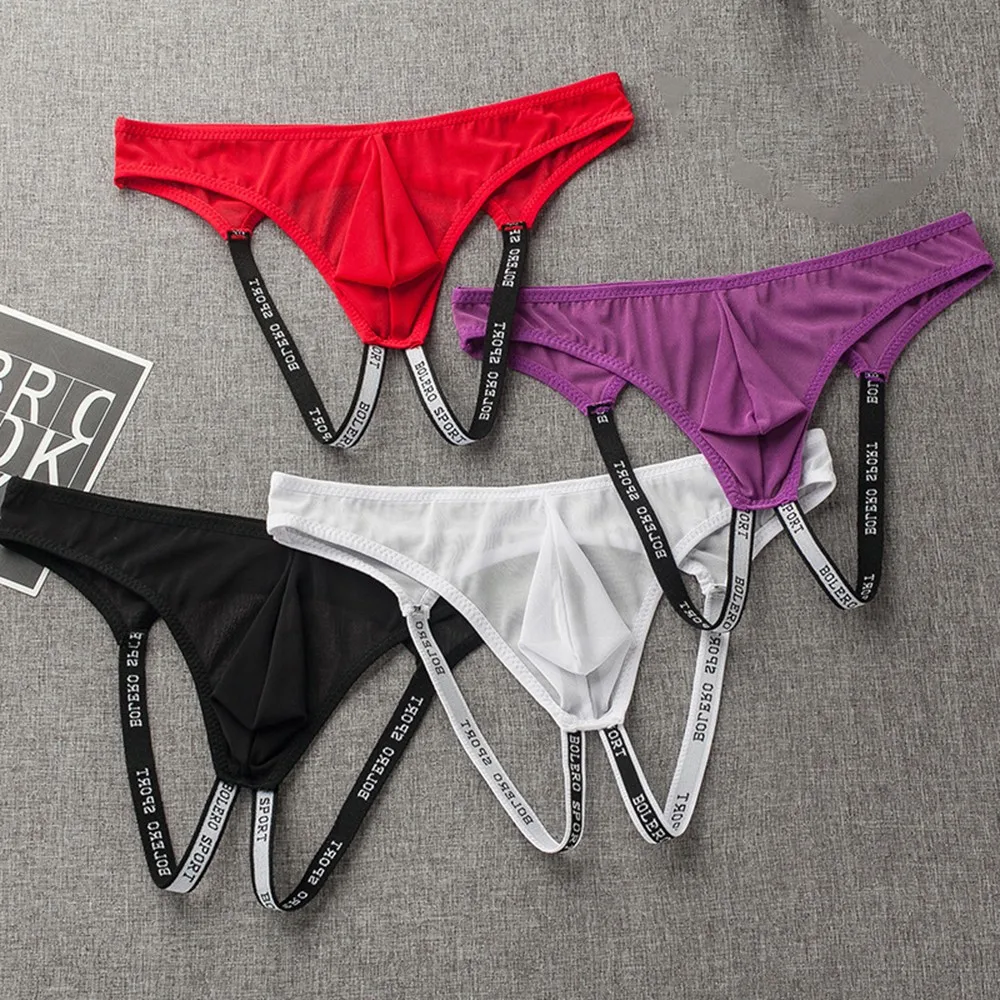 

Mens Jock Strap Mesh Breathable Soft Underwear For Hot Man Backless Gay Sissy Pouch Jockstrap Briefs Thong Summer Men's Panties