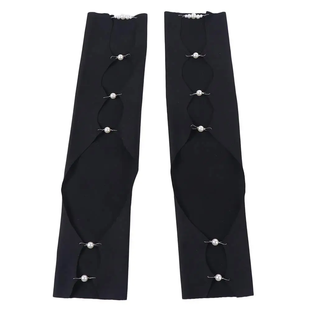 Fashion Cool Black Punk Arm Sleeves Thin Y2K Pearl Half Finger Arm Cover Springy Leg Socks Hollowed Calf Sleeve Girls