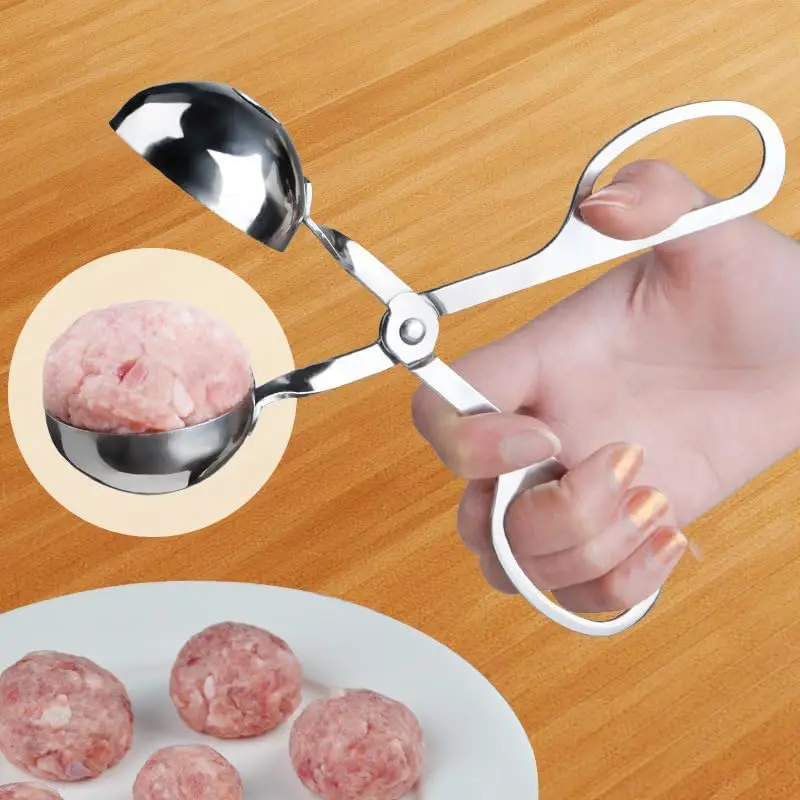 Máquina para hacer bolas de carne, cuchara para albóndigas de acero inoxidable, albóndigas antiadherente con asas antideslizantes desmontables, cuchara para masa Pop para cocina