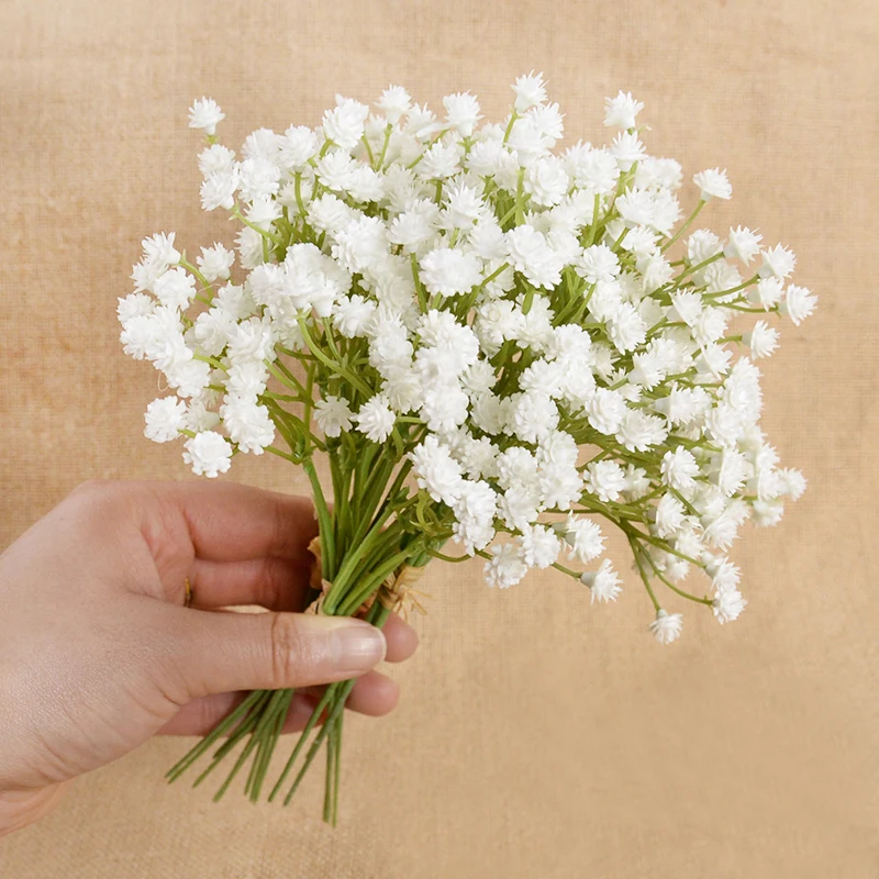 White Gypsophila Artificial Flowers Wedding Bridal Bouquets Babys Breath Fake Flower Home Tabletop Decor Wedding Party Supplies