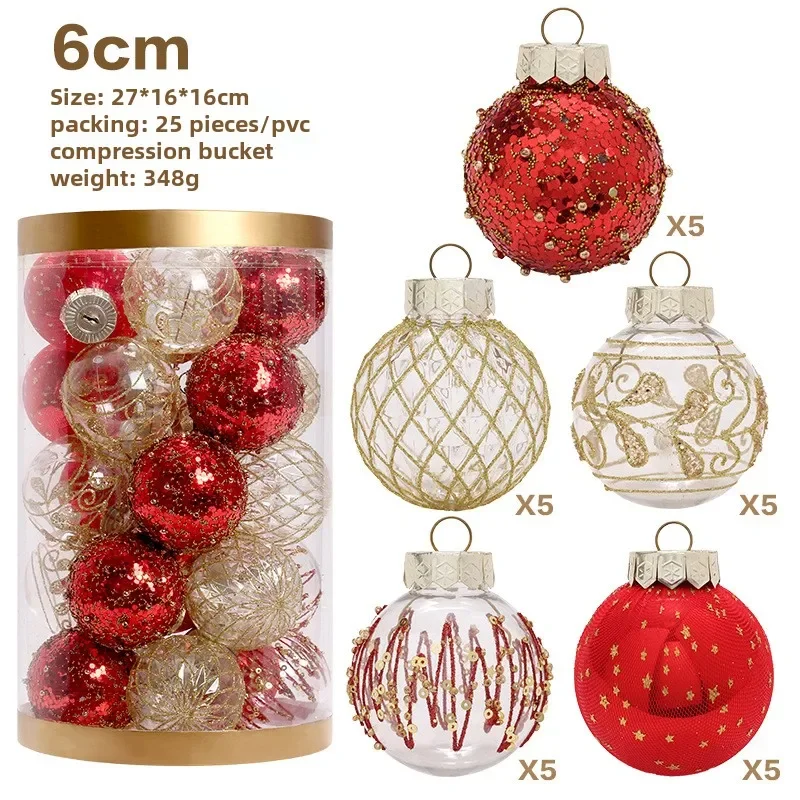 25 Stücke 6 CM Weihnachtskugeln Große Kugel Weihnachtsbaum Anhänger Ornamente für Party Decor 2025 Neujahr Navidad Geschenke Zubehör LIJIAO
