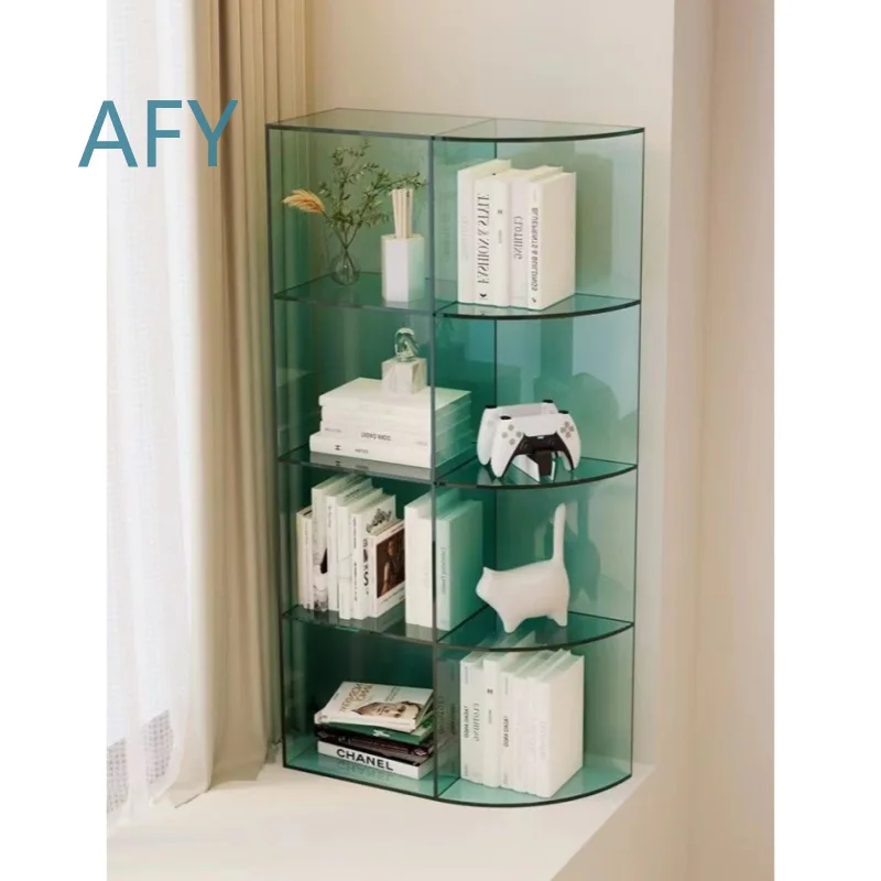 Modern Simple Bay Window Cabinet for Balcony Storage Living Room Acrylic Shelf Bedroom Transparent Color Childrens Bookshelf