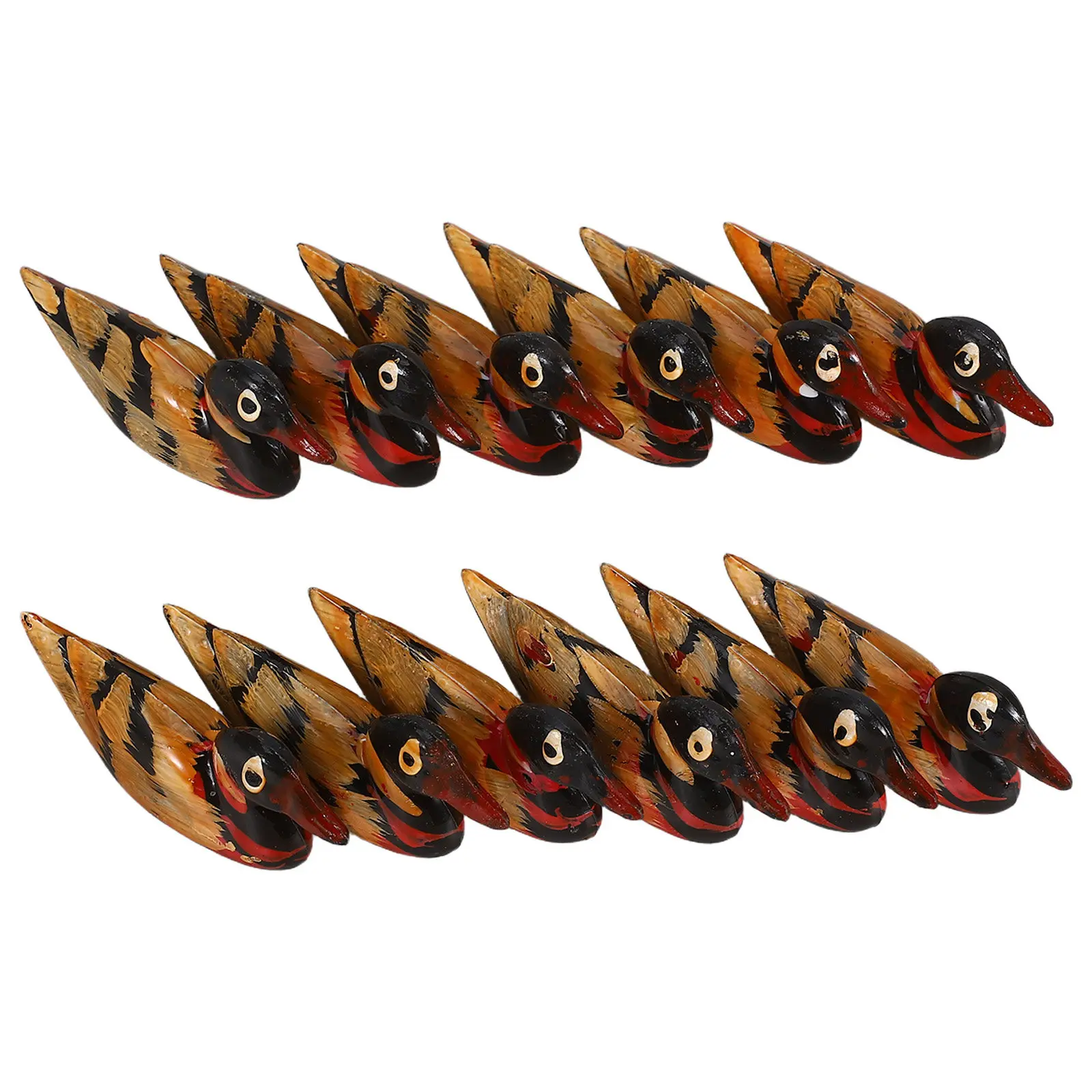 12Pcs Japanese Style Wooden Mandarin Duck Chopstick Rest Holder Set Medium Size Smooth Finish Natural Grain Wood Dining Table