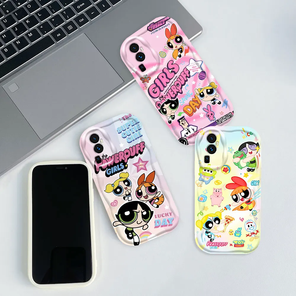 P-Powerpuff Girls Blossom 3D Wave Phone Case For OPPO Reno 11 11F 8 8T 7 7Z 6 5 5F 4 Pro Lite A17 A16 A15 4G 5G Silicone Cover