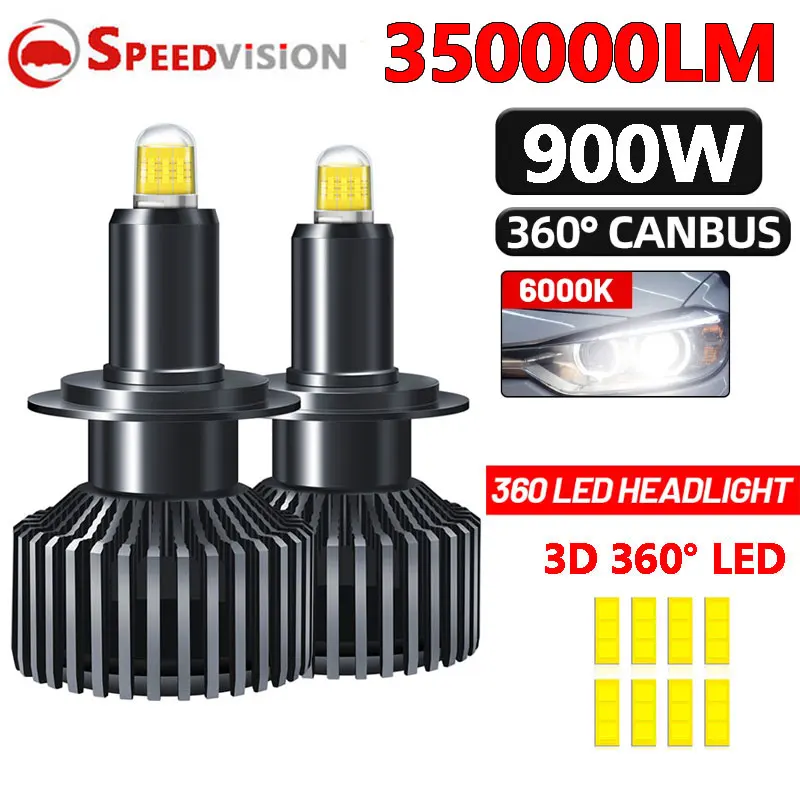 

H7 LED CANBUS 360 Fog Projector Lenses 350000LM H11 H1 H4 LED H8 Headlight Bulbs HB3 9005 HB4 9006 Hir2 9012 LED Fog Light 6000K