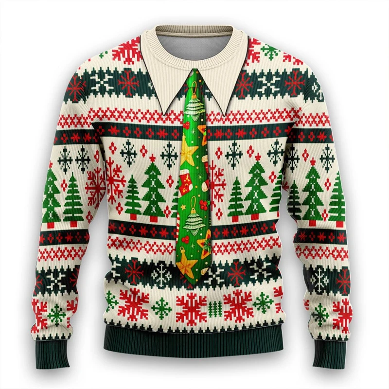 

Tie Ugly Christmas Sweater Santa Cosplay Sweatshirt For Women Mens Funny Xmas Ugly Sweaters Bachelor Party Suit Pullovers Unisex