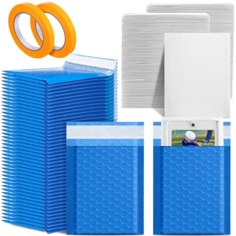 

302 Pcs Trading Card Shipping Protector Set Include 200 Precut Plastic Inserts Card Mailers 100 Poly Bubble Mailers Padded Enve