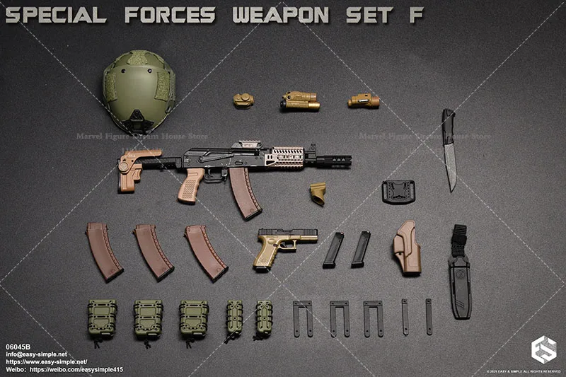 EASY&SIMPLE 06045 Mini-Zubehör im Maßstab 1:6, Spielzeugpistolen, kann nicht schießen, Puppendekoration für 12-Zoll-Actionfiguren-Soldat-Szenen-Requisiten