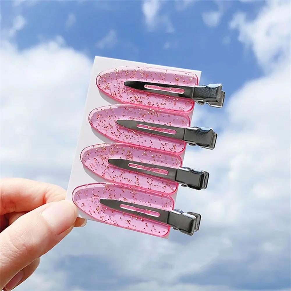 Hair Clips 4PCS Candy Color Seamless No Bend Hairpin No Crease Acrylic Barrettes No Mark Curl Clip Makeup Hair Styling Bang Clip