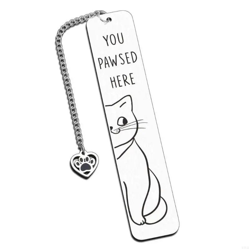Y5LB Cats Bookmarks Metal Bookmarks with Pendant Appreciation Present for Teacher Reader Stainless Steel Bookmarks