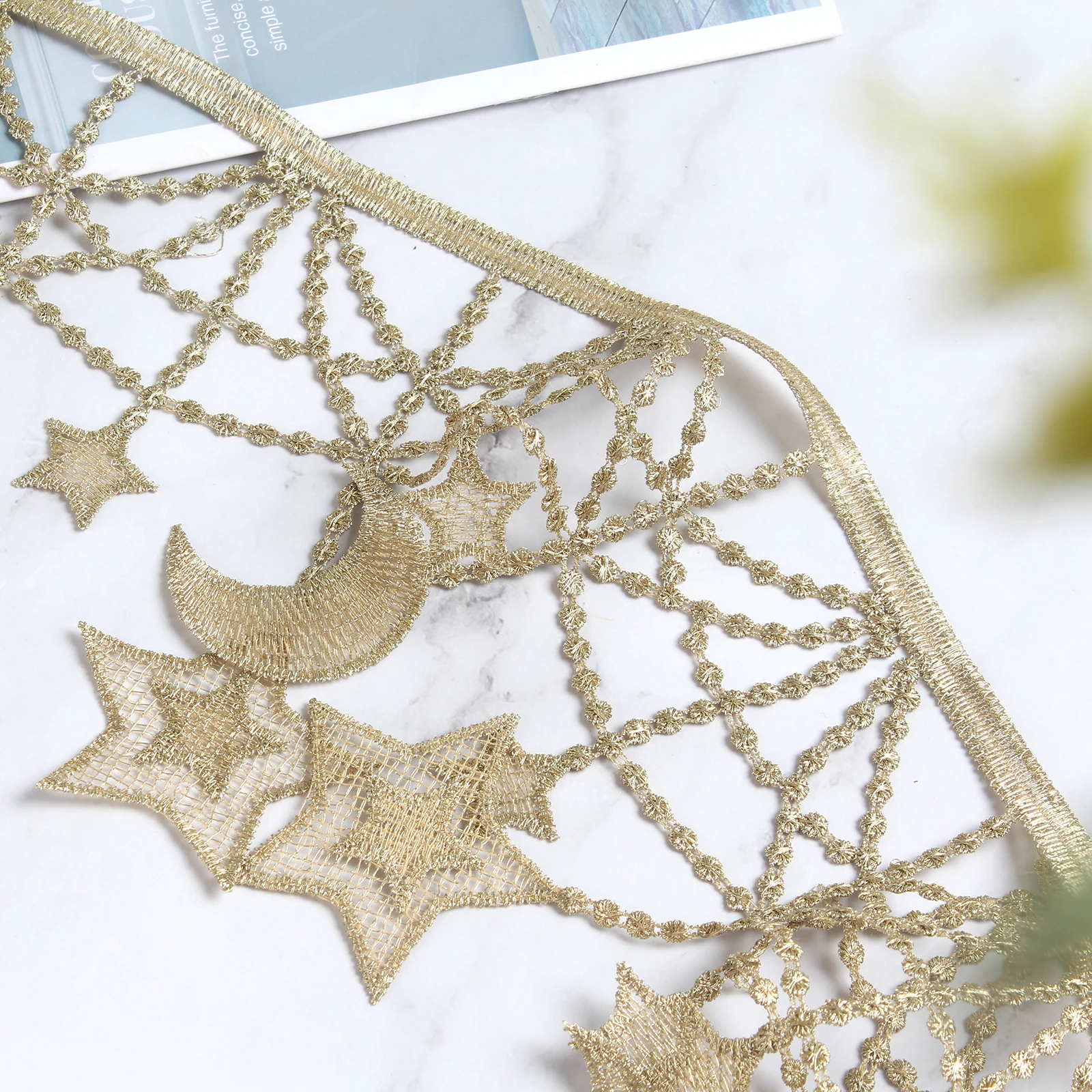 3 Yards Star Gold Lace Trim 14.5cm Tassels Fringe Ribbon Costume Party Textile Curtains Decor Clothes Sewing Accessories Yards