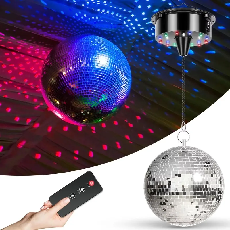 Disco ball with motor light hanging mirror ball battery powered rotating motor