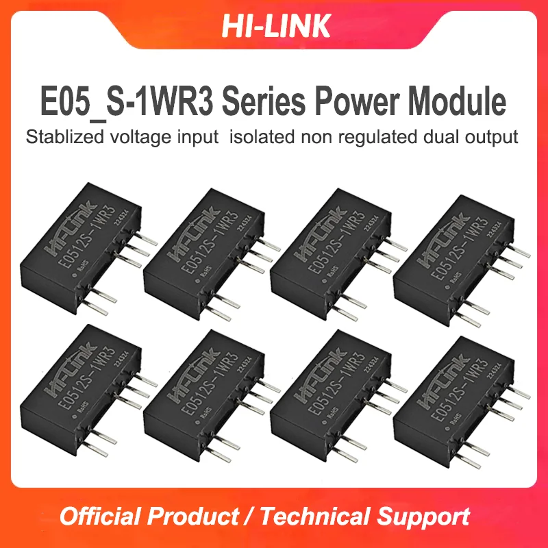 

Hilink E0505S-1WR3 Economical Power Converter 5V to 3.3V/5V/9V/12V/15V/24V 1W Industrial Isolated Supply