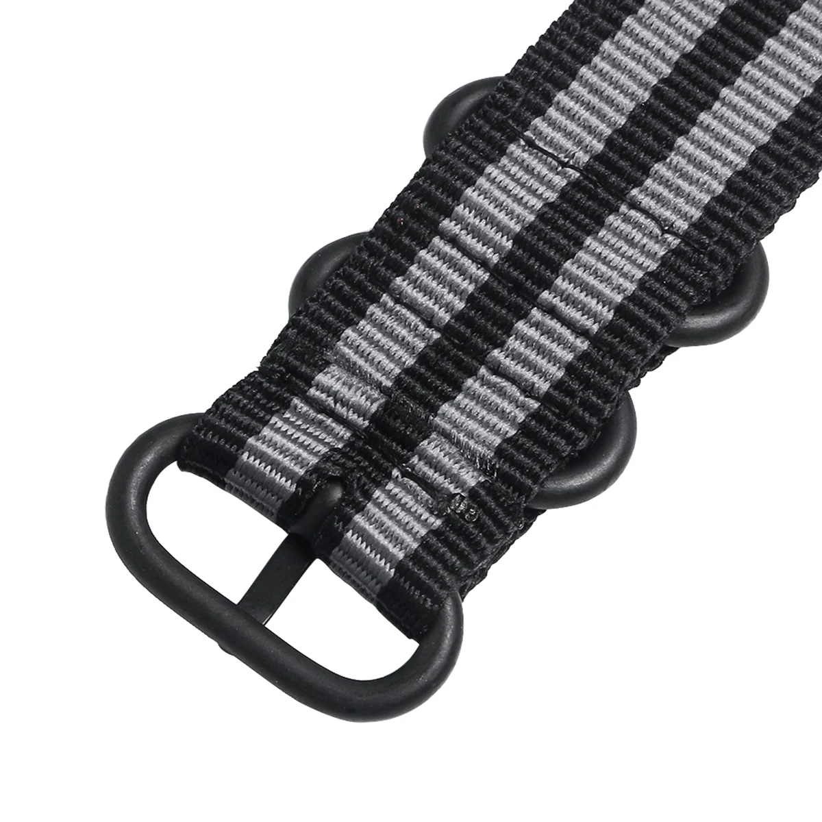 

20mm Watch Strap Webbing Durable 2-Joint Nylon Watch Band Wristband for Watch Replacement (Black Grey with Black Buckle)