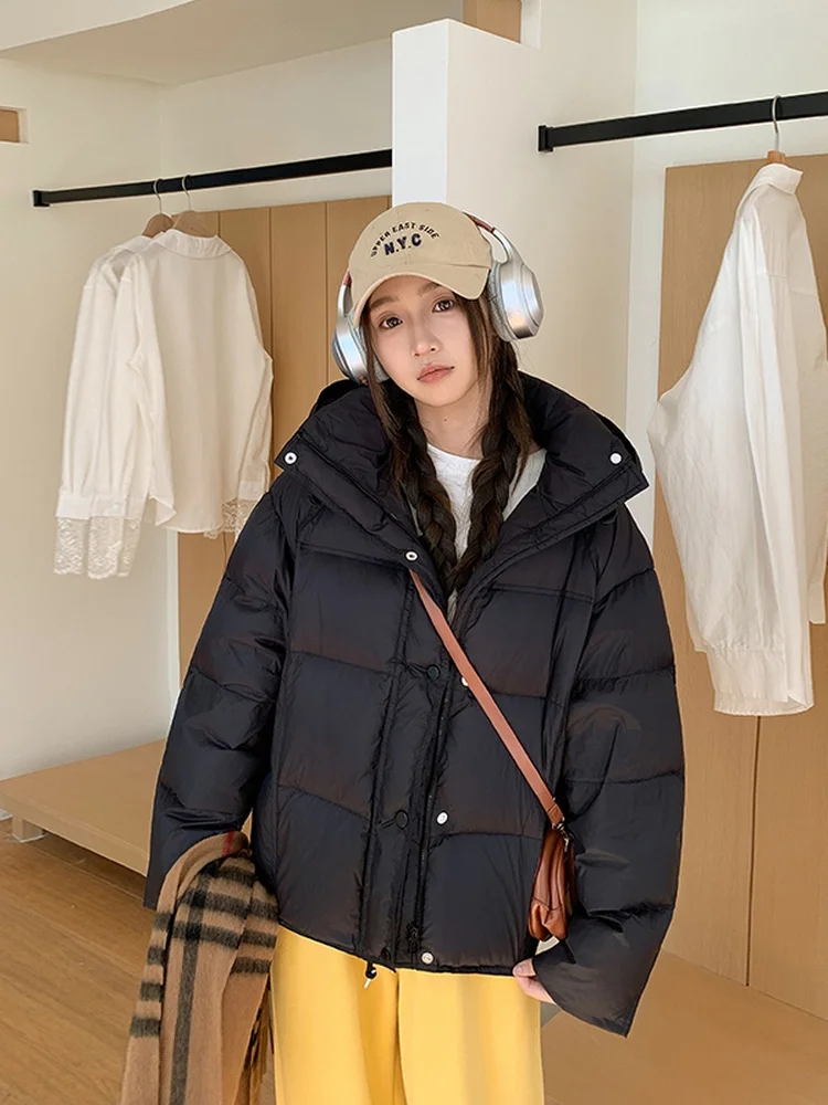 Vrouwen ort Puffy Katoen Jaet 2025 Winter Nieuwe Sle Brood aap Thiened Kapmantel Koreaanse Sle Loose Fit Bovenkleding