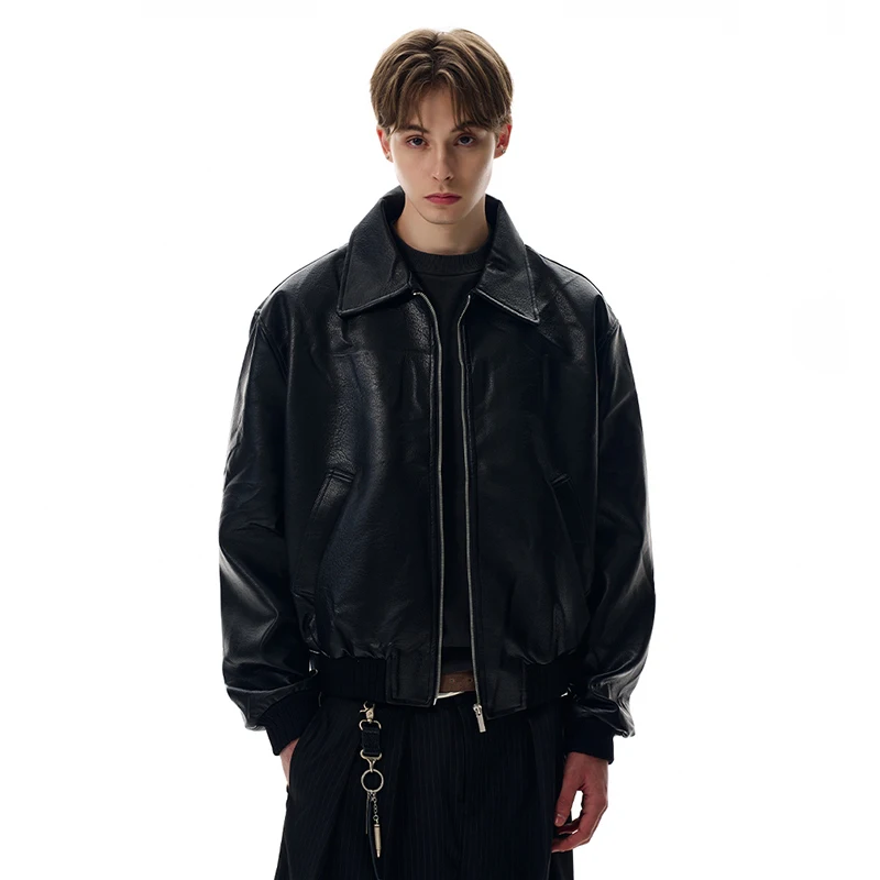 LUZHEN Fashion Original High Quality Solid Color Leather Jacket Men 2025 Autumn New Stylish Handsome Elegant Casual Coat JY4340