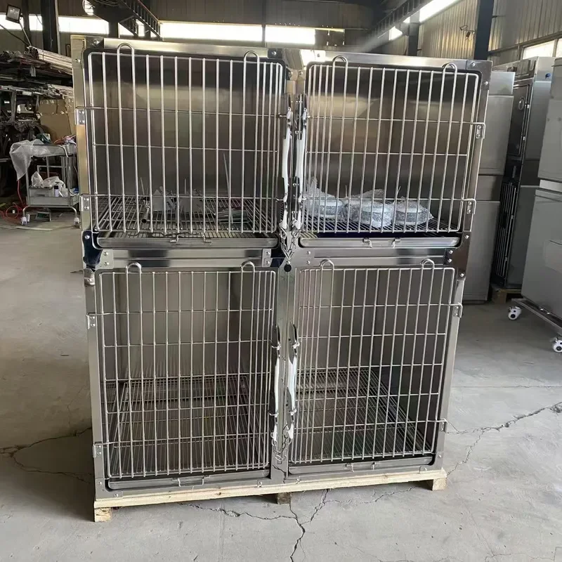 Stainless Steel Pet Hospital Cage Single Double Layer Oxygen Therapy Infusion Unit Constant Temperature Dog Cat Recovery
