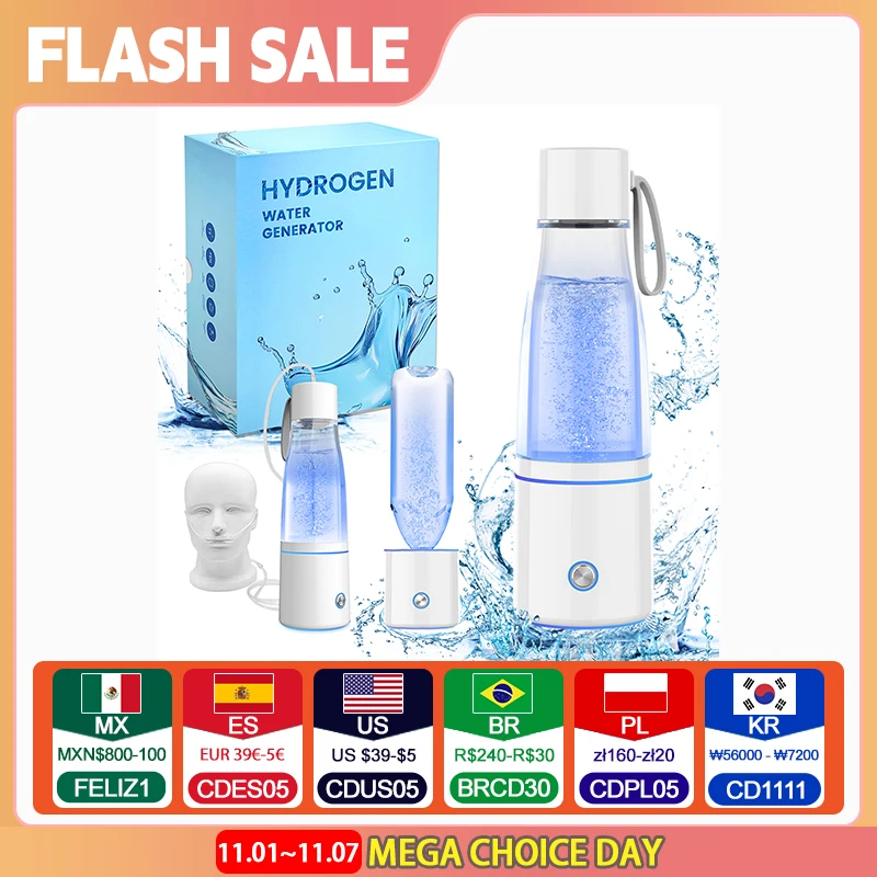 

5000PPB Hydrogen Water Bottle, 3 in 1 Hydrogen Water Bottle Generator SPE/PEM Electrolysis Tech Hydrogen Water Ionizer Machine