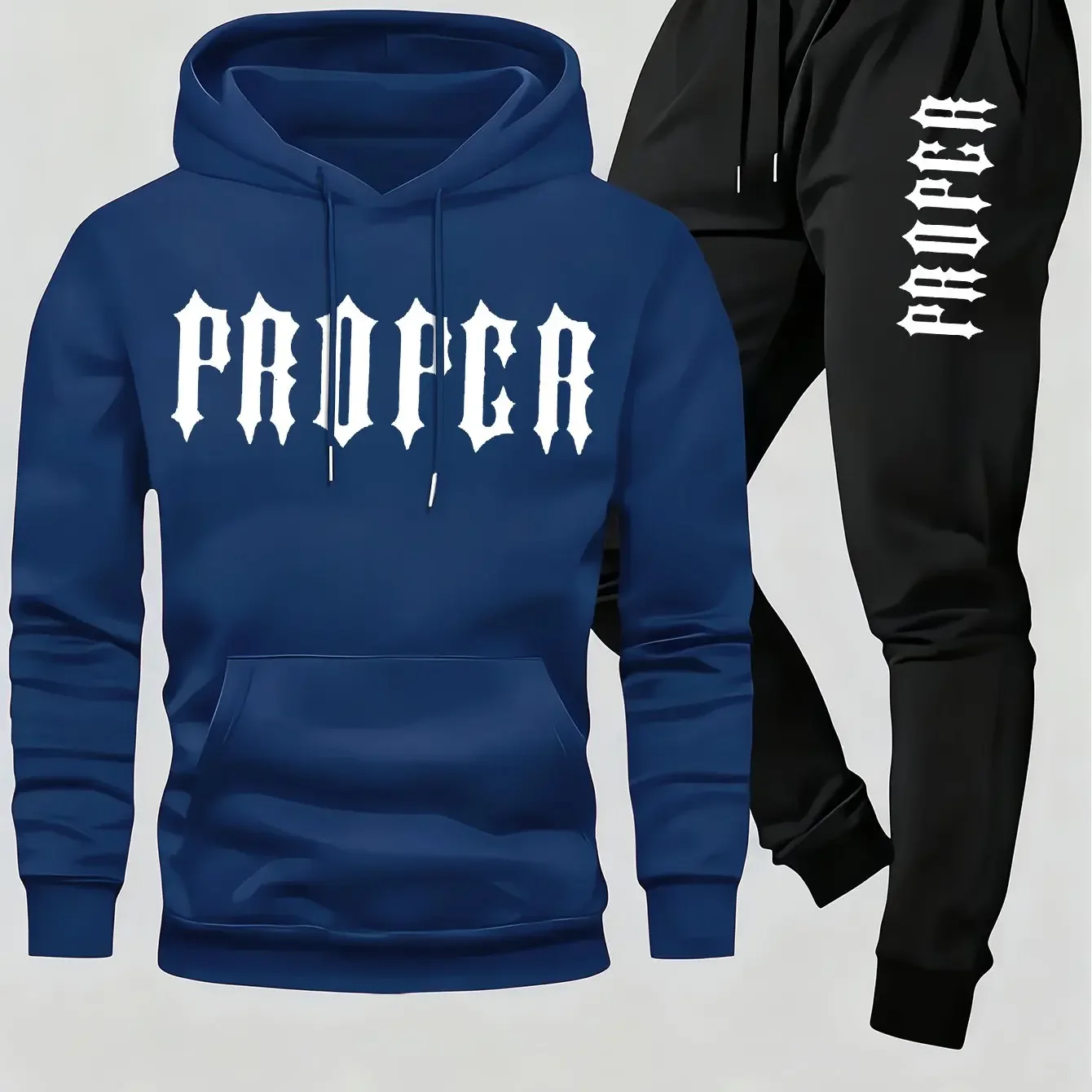 New autumn hoodie hooded set for men and women with floral body letter print, drawstring and pocket for daily warmth and comfort view 2