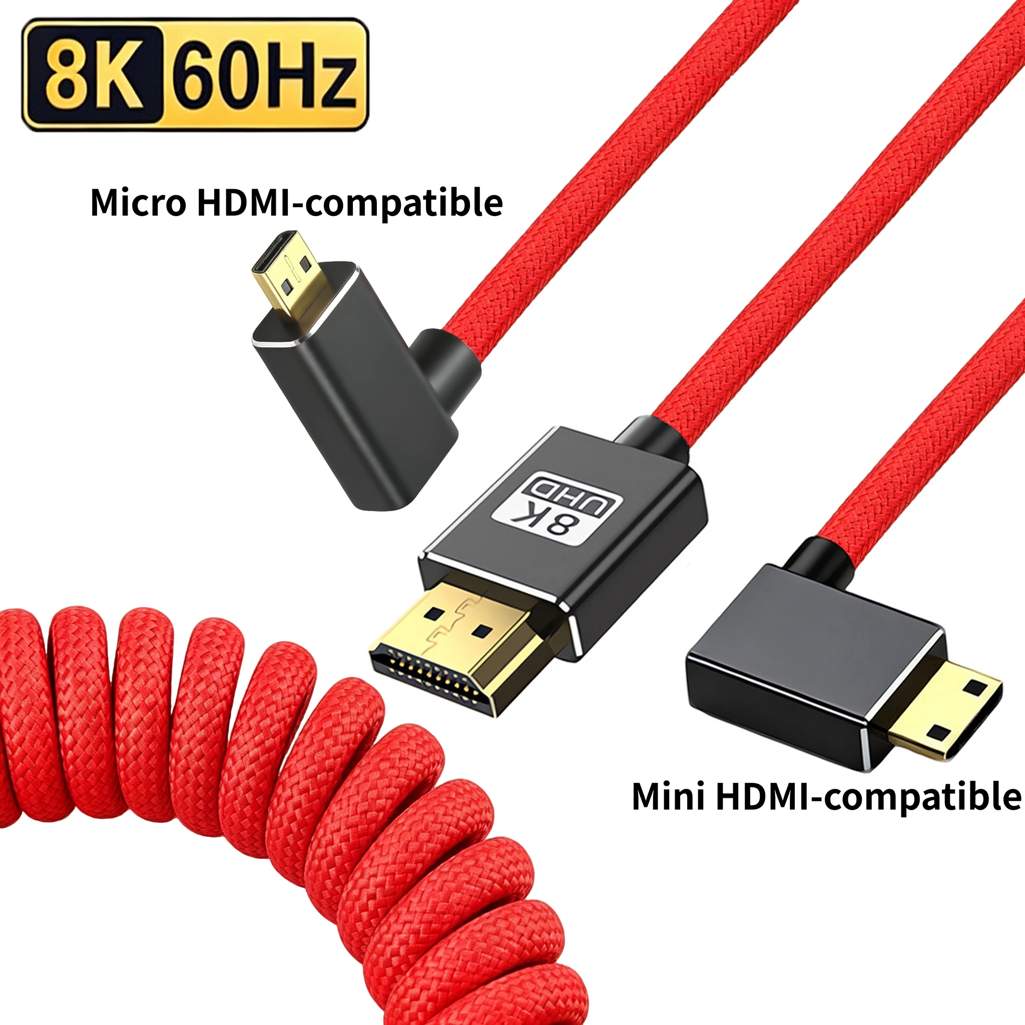Mini Projector Portable - Portable 8K Spring Coiled Cable Left