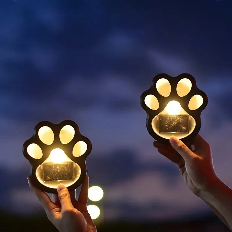 2/4pcs Four LED Dog Paw Print Solar Lights, Cat, Puppy Animal Garden Lights Paw Lights For Pathway, Lawn, Yard, Outdoor Decor