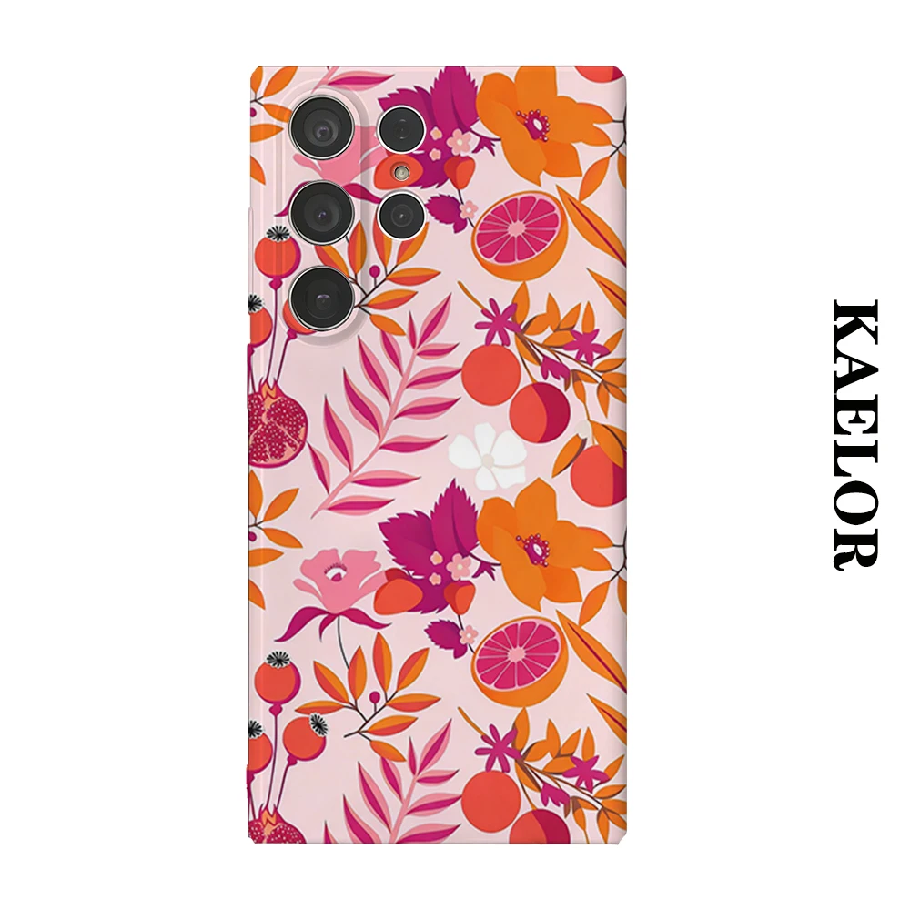 Tropical Fruit Floral Durable Shiny Double-layer Case for Samsung S26 Ultra S25 S24 S23 Plus Anti-drop Scratch Resistant Cover