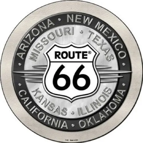 

ROUTE 66 STATES METAL NOVELTY ROUND CIRCULAR SIGN