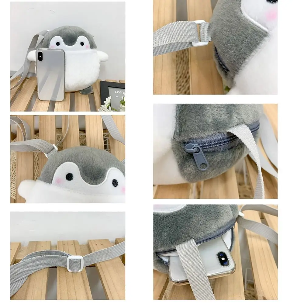 ตุ๊กตาน่ารักของเล่นเพนกวิน Messenger กระเป๋าแบบพกพากระเป๋าสตางค์ Plush ไหล่กระเป๋าเกาหลีสไตล์ตลก Crossbody กระเป๋าเด็ก