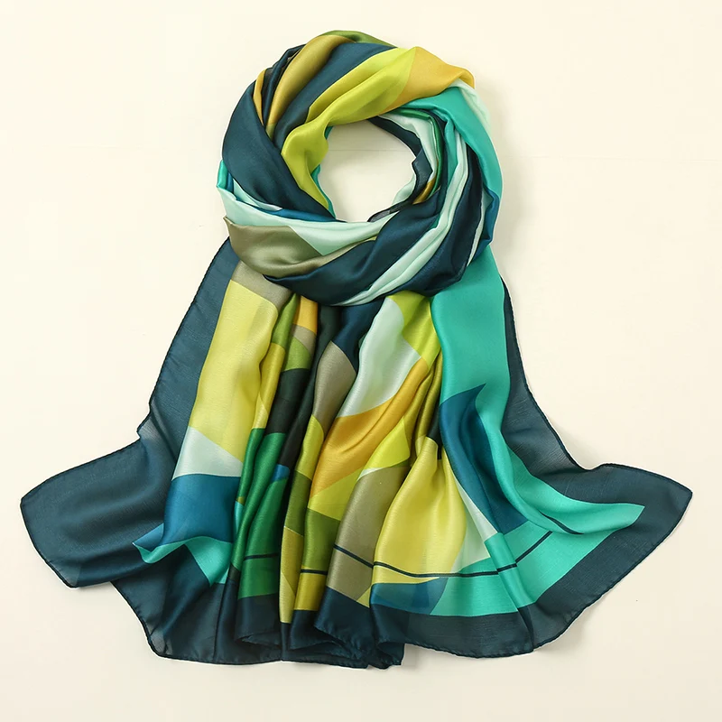 Fashion Imitation Silk Satin Scarf Women Floral Printed Shawl Casual Vintage Long Outdoor Scarves Hijab 180*90cm