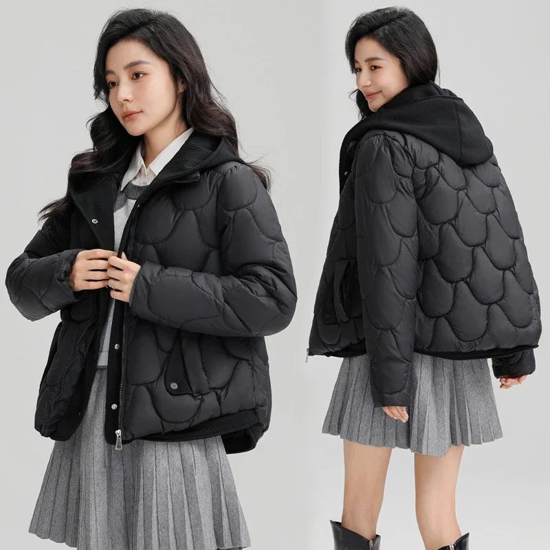 2026 loose Korean version fashionable versatile winter hooded cotton jacket thick coat