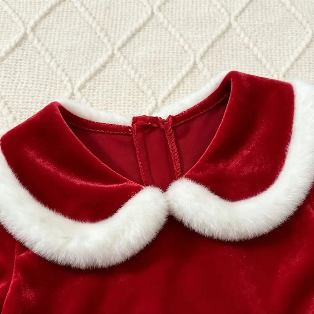 Soft Fabric Baby Christmas Costume Velvet Plush Trim Christmas-Themed Clothing Gentle Comfort Skin-Friendly Fabric