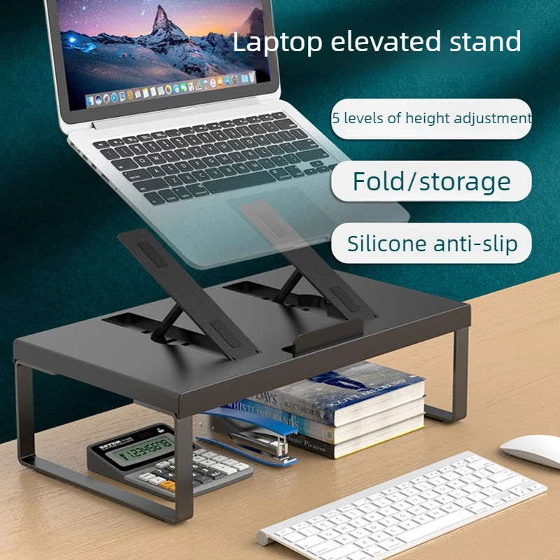 Adjustable Laptop Monitor Riser Multifunctional Elevated Bracket Computer Display Holder Office Workstation Organizer Accessory