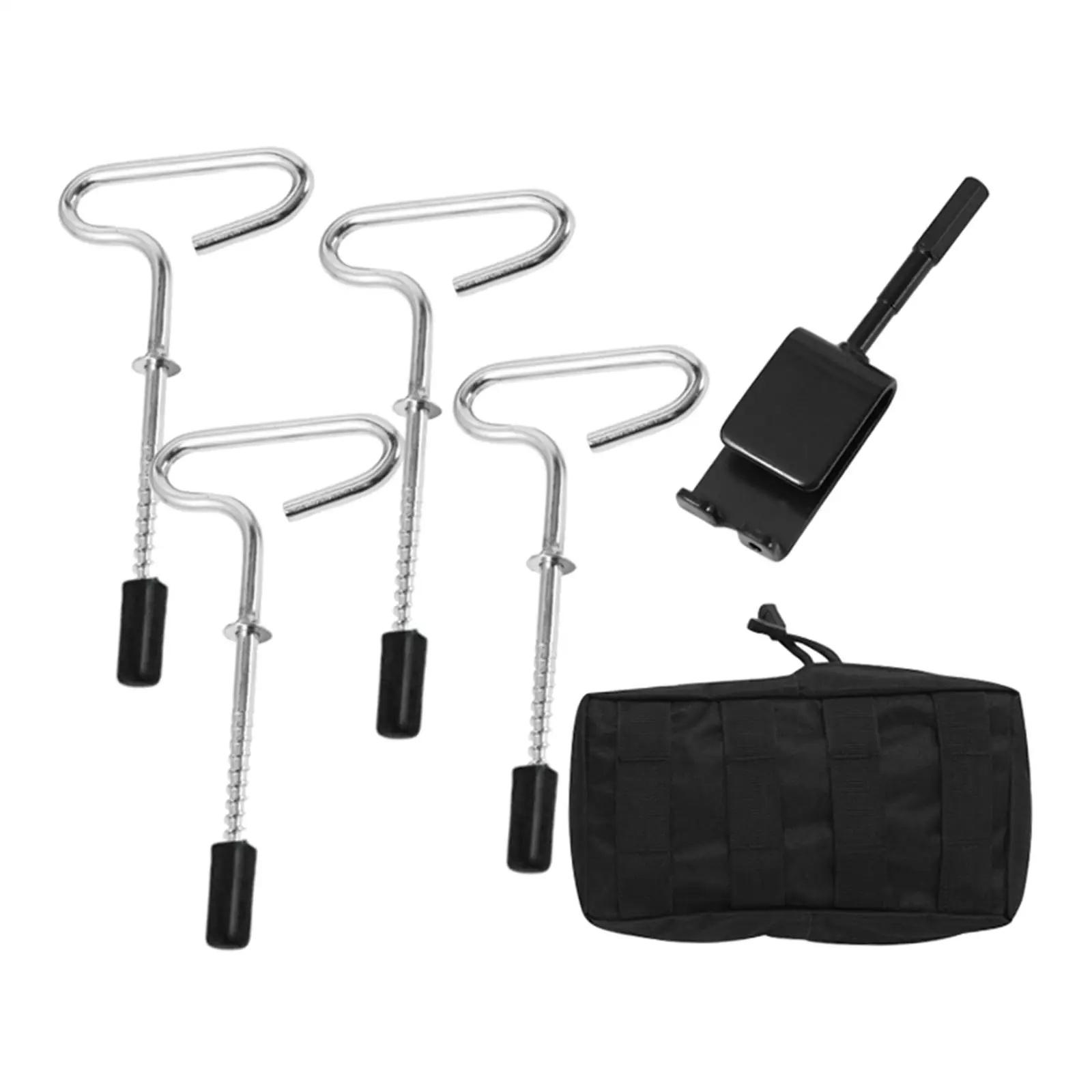 

4Pcs Ice Anchors Heavy Duty Metal Threaded Practical 8 inch Tent Stakes Nails with Power Drill Adapter Ice Shanty Anchors
