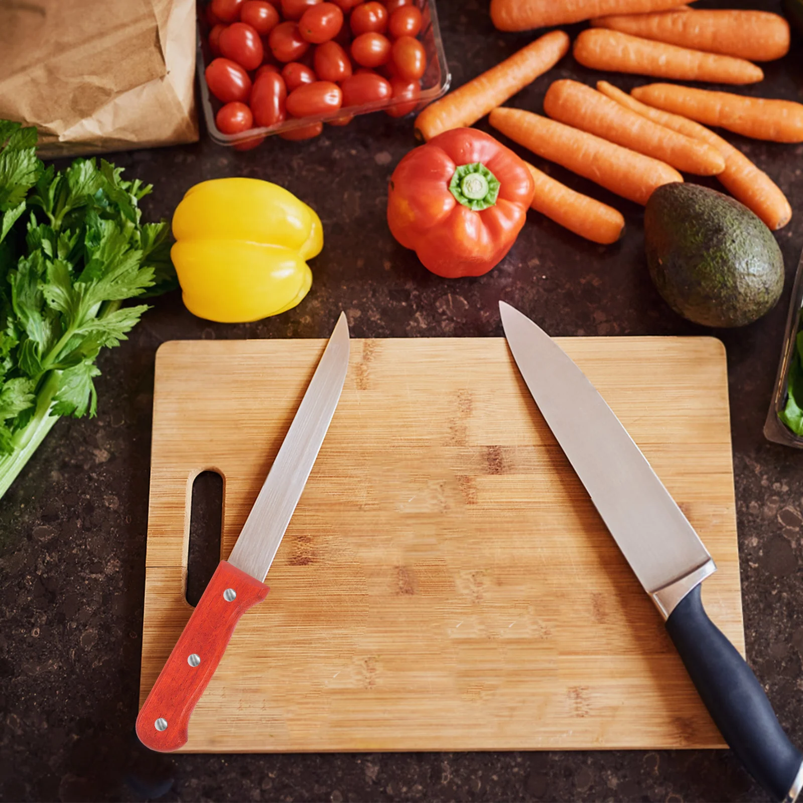 

1Pair Red Pear Wood Knife Handle Replacement DIY Chef Grip Cutter Accessories for Kitchen Tool Making Wooden Knife Handle