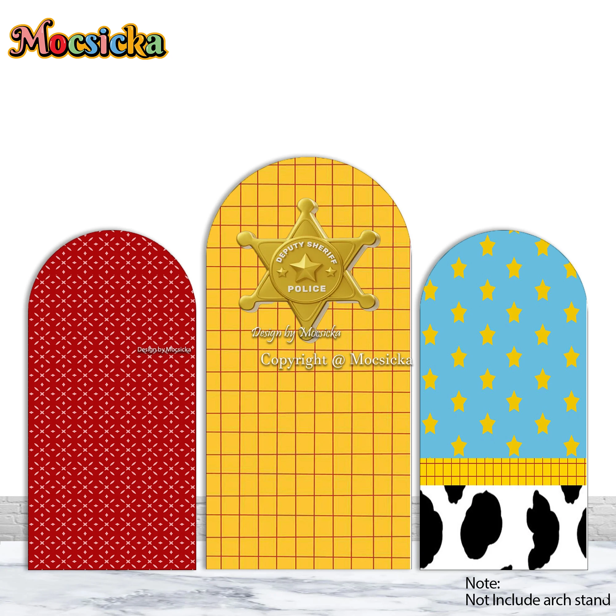 Mocsicka Cowboy Baby First Birthday Party Chiara Arch Backdrop Yellow Badge Stars Background Photography Newborn Boy Photo Booth