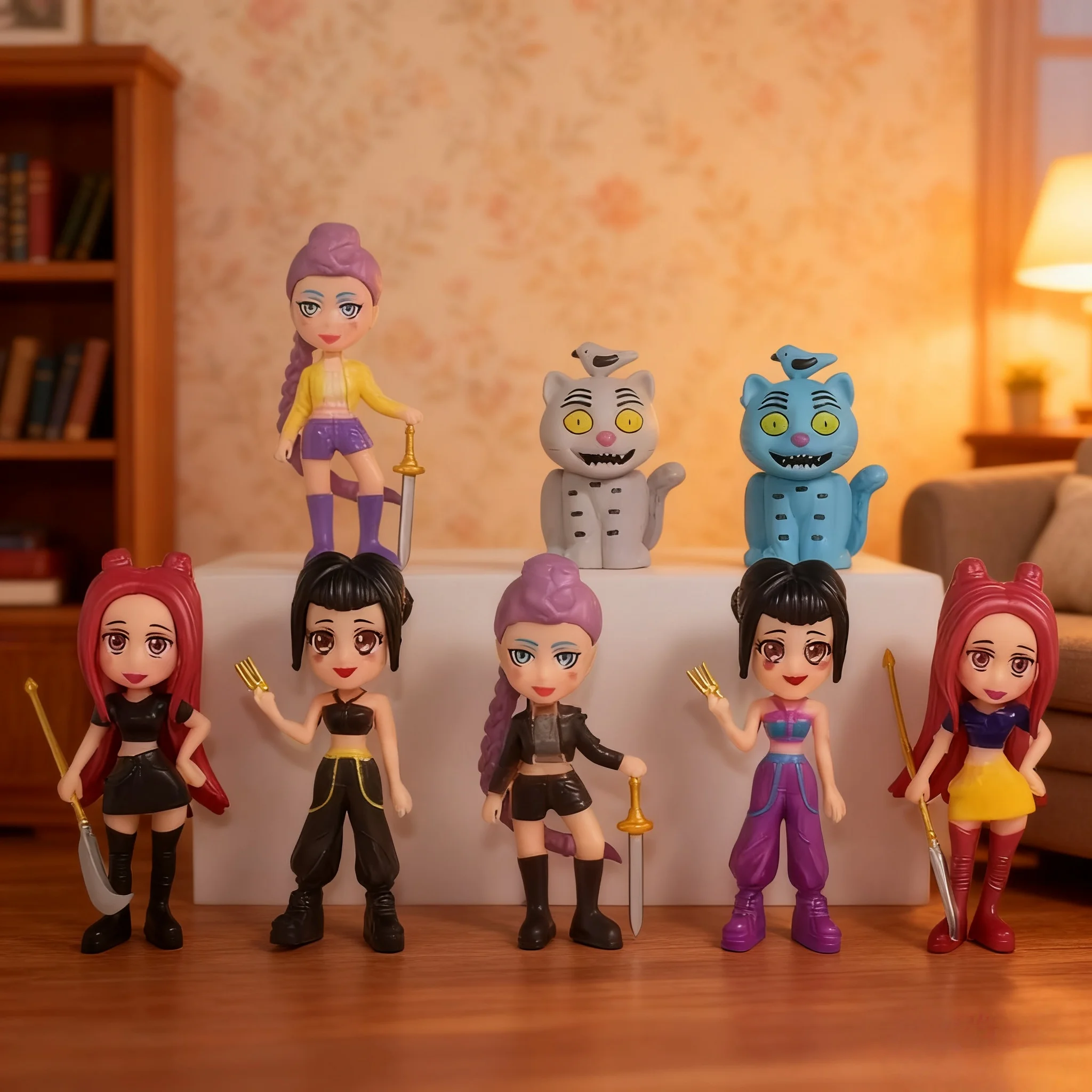 New 8pcs anime Kpop demon hunter Q-version action toy doll Derpys Tiger Rumi Mira Zoey Sussy doll decoration model series toys