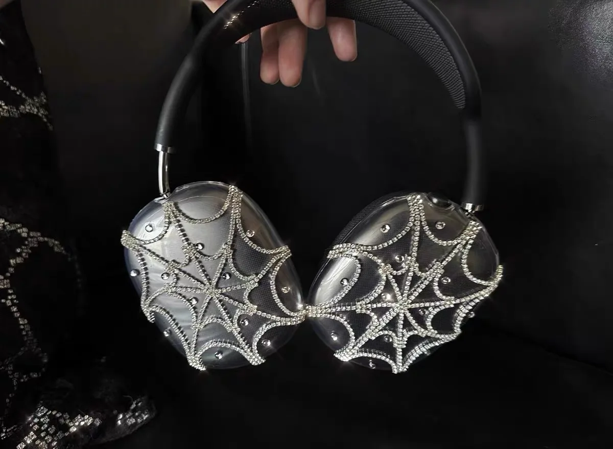 Adecuado para airpodsmax Diamond Flash Series cubierta protectora de red con cuentas que caen la lluvia