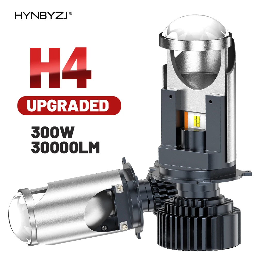 HYNBYZJ  H4 Projector Lens High Low Beam Car Bulbs Canbus H4 Auto Motorcycle LED Lamps With Lens Turbo Perfect Cut-off Line