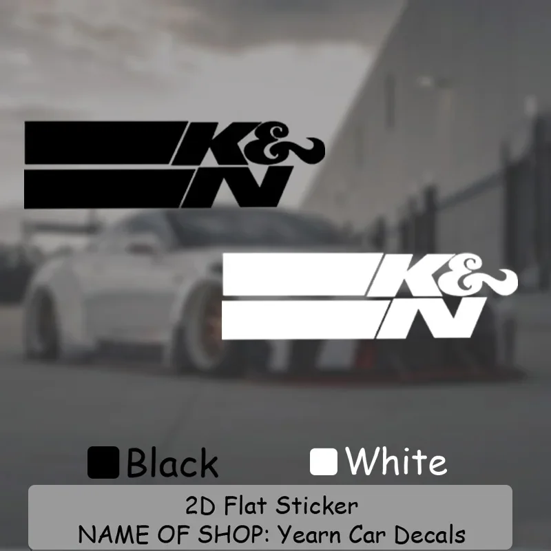 

1PC K&N Logo Vinyl Sticker - Black Background White Text, Minimalist Modern Lines, Transparent Waterproof UV Resistant Decal