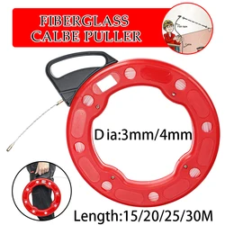 Cable Puller Fish Tape Reel 3mm/4mm 15-30m Fiberglass Nylon Conduit Ducting Rodder Pulling Wire Cable Fishing Tool for Home Impr