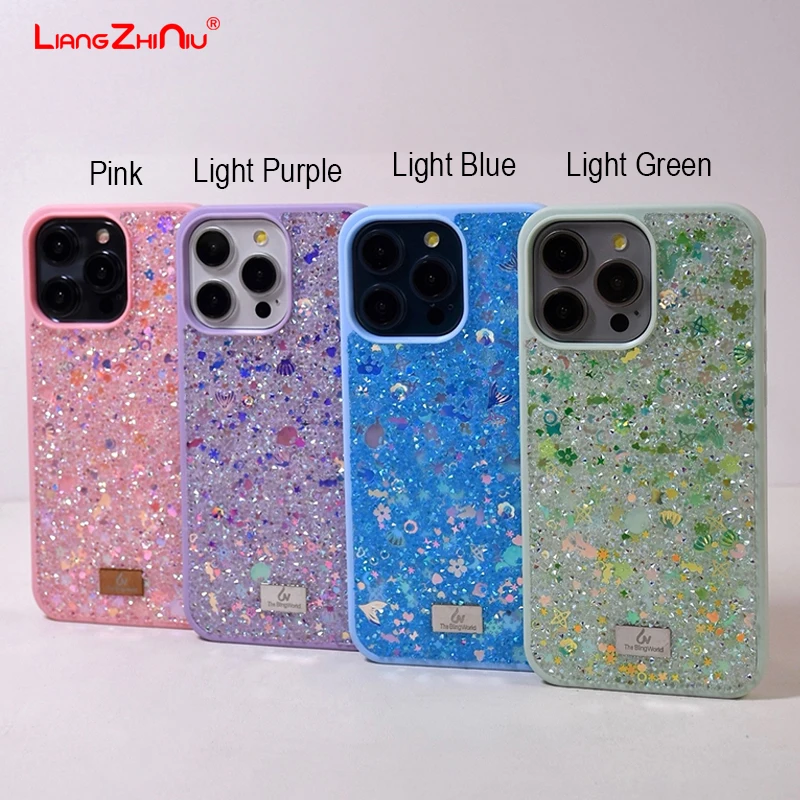 Blingbling Full Rhinestone Case For Apple 13ProMax 12 11 Luxury Lovely Ocean Shell Flash High Class Feeling Anti-Drop Phone Case