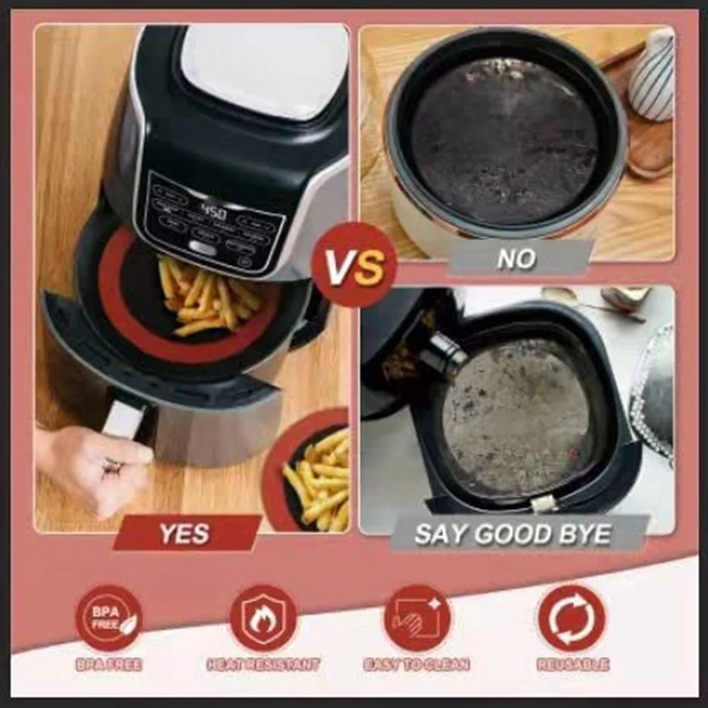 8-inch luchtfriteusevoeringen Multifunctionele luchtfriteusevoeringen Luchtfriteusevoering Ronde herbruikbare antiaanbaklaag Luchtfriteusemandmat