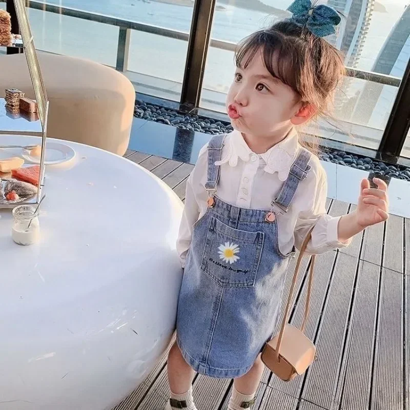 Slip Dress MINISO Spring and Autumn Strap Skirt 2024 New Style Korean Version of Children\'s Dress in Children\'s Casual Cowboy