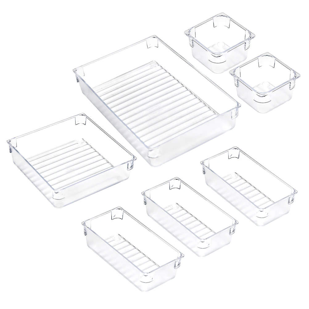 

7pcs Cosmetics Jewelry Storage Box Plastic Container Makeup Organizer Transparent Case Desk Decor Gifts Home Office